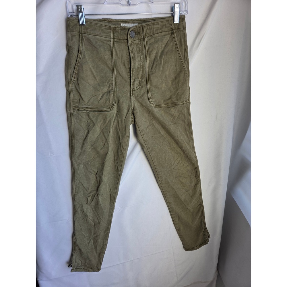Joie Utility Pants Womens Olive Green Solid Slim Mid Rise Tapered